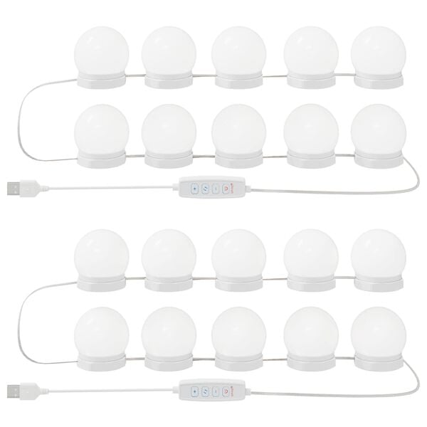 vidaXL Mirror Lights 2 pcs White 4.5 x 4.5 x 4.8 cm Plastic
