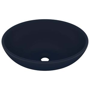 vidaXL Luxury Basin Oval-shaped Matt Dark Blue 40x33 cm Ceramic