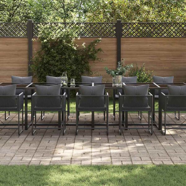 vidaXL Garden Dining Set 13 pcs Black Steel