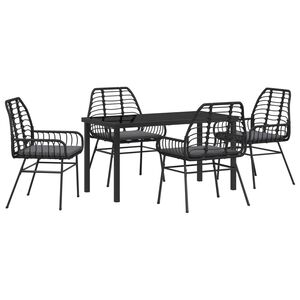 vidaXL Garden Dining Set 5 pcs Black Poly Rattan