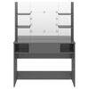 vidaXL Makeup Table with LED Lights 100x40x135 cm MDF Shining Grey