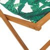 vidaXL Folding Beach Chair Leaf Pattern Solid Wood Eucalyptus and Fabric
