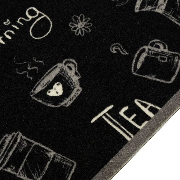 vidaXL Kitchen Rug Washable Morning Black 45x150 cm Velvet
