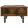 vidaXL Side Table with Wheels Smoked Oak 50.5 x 50 x 30 cm