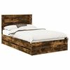 vidaXL Bed Frame with Drawer Smoked Oak 135 x 190 cm Engineer Wood