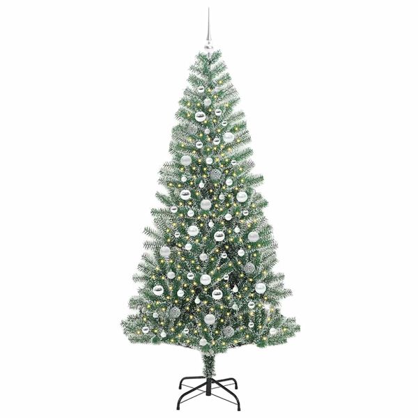 vidaXL Artificial Christmas Tree Snow Flocked with LED Light 210 cm