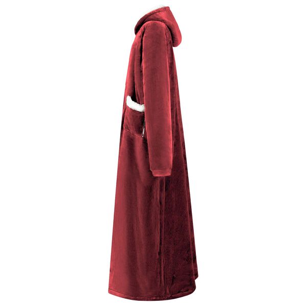 vidaXL Blanket Hoodie Bordeaux Red M Fleece and Flannel