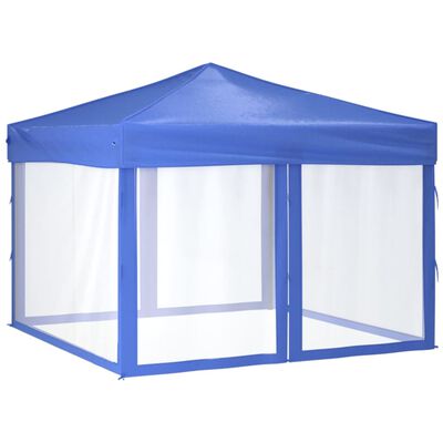 vidaXL Folding Party Tent with Sidewalls Blue 3x3 m