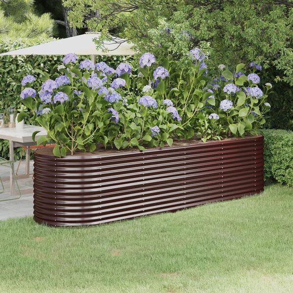 vidaXL Garden Raised Bed Galvanised Steel 296x80x68 cm Brown