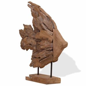 vidaXL Fish Sculpture Teak 40x12x57 cm