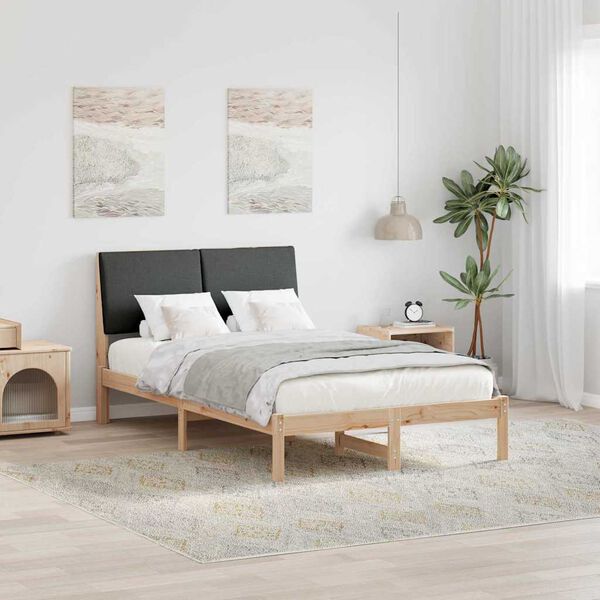 vidaXL Bed frame Brown and dark grey 120 x 190 cm Solid pine wood