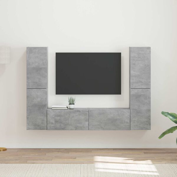 vidaXL TV Cabinet Set 6 pcs Concrete Grey Engineered Wood