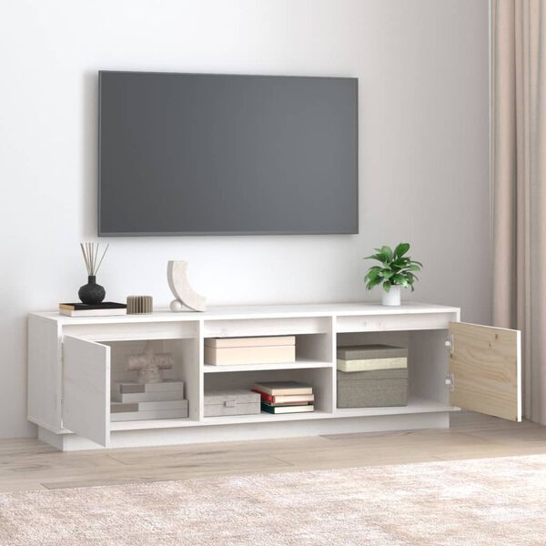 vidaXL TV Cabinet White 140x35x40 cm Solid Wood Pine