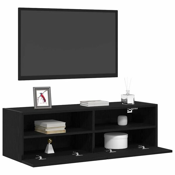vidaXL TV Wall Cabinet Black Oak 100 x 30 x 30 cm Engineered Wood
