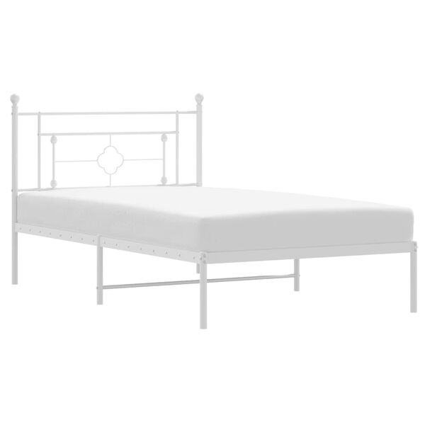 vidaXL Metal Bed Frame without Mattress with Headboard White 107x203cm