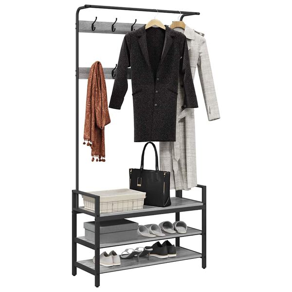 vidaXL Coat Rack Grey Sonoma 95 x 34 x 184 cm Engineered wood
