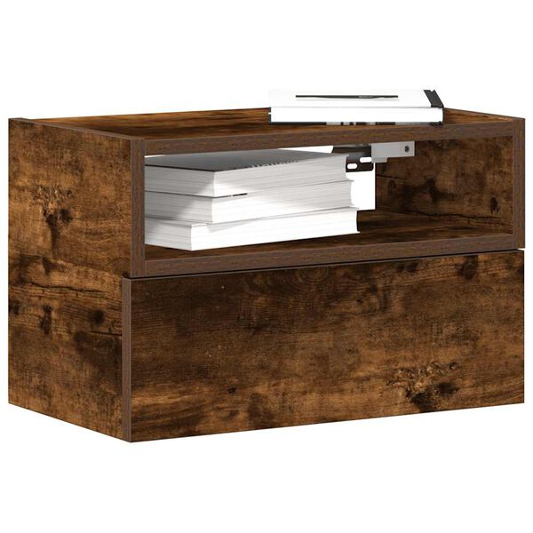 vidaXL Wall-mounted Bedside Cabinet Smoked Oak 45x26x28.5 cm