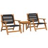 vidaXL Garden Chairs with Table 3 pcs Black Solid Acacia wood