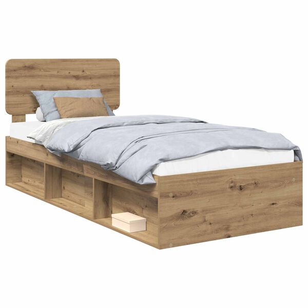 vidaXL Bed Frame Artisian Oak 100 x 200 cm Solid Pine Wood
