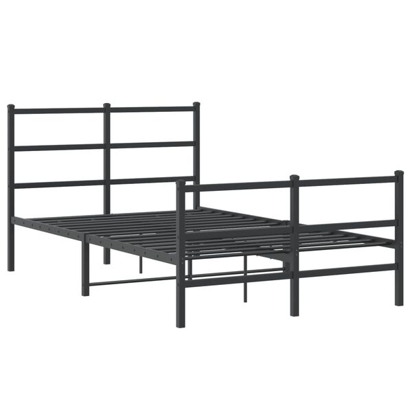 vidaXL Metal Bed Frame without Mattress with Footboard&nbsp;Black 120x190cm