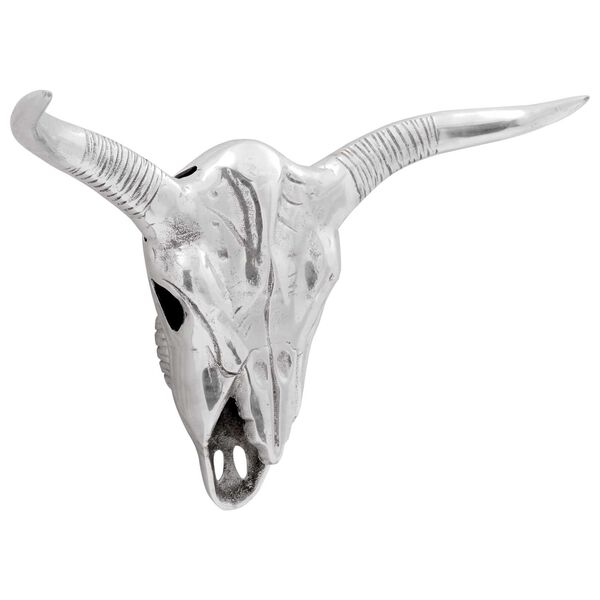 vidaXL Bull Skull Silver 49 x 10 x 36 cm Aluminium