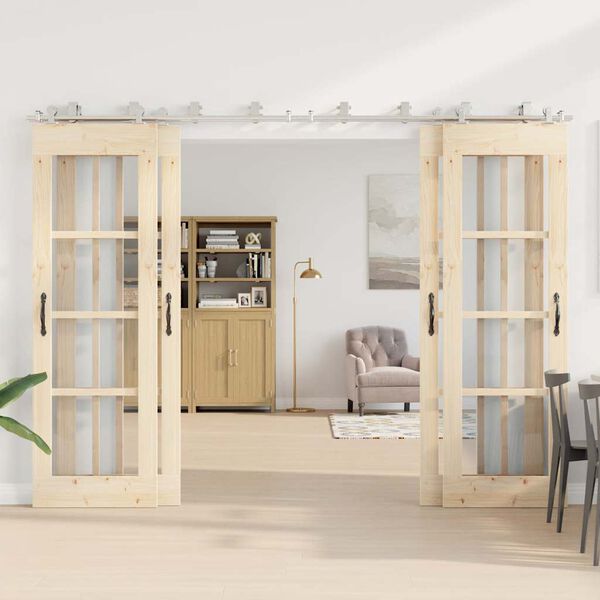 vidaXL Sliding Door Hardware Kit 366 cm Stainless Steel Silver