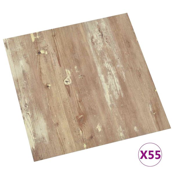 vidaXL Flooring Planks 55 pcs Brown 5.11 m&sup2; PVC