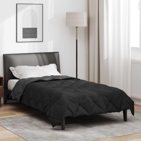 vidaXL Full Year Duvet Black and Anthracite 200 x 140 cm Microfiber