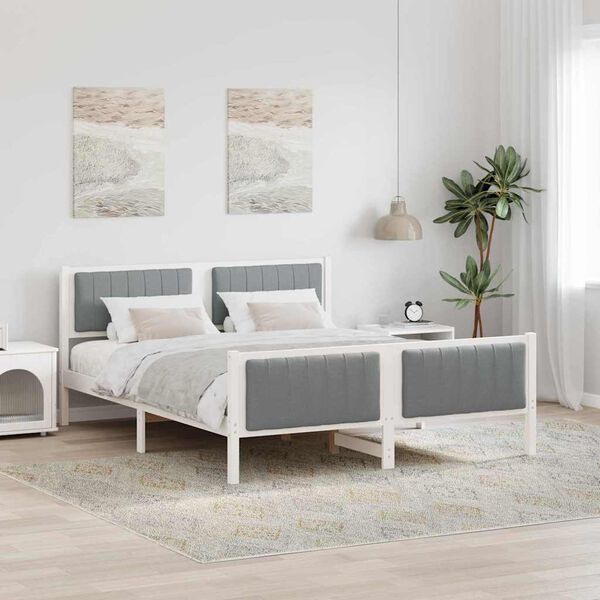 vidaXL Bed frame White and light grey 160 x 200 cm Solid pine wood