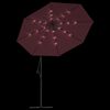 vidaXL Cantilever Garden Parasol with LED Lights and Steel Pole Wine Red