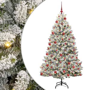vidaXL Artificial Hinged Christmas Tree Green and White 180 cm