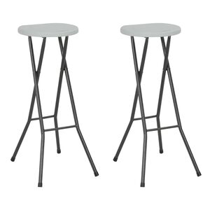 vidaXL Folding Bar Stools 2 pcs HDPE and Steel White