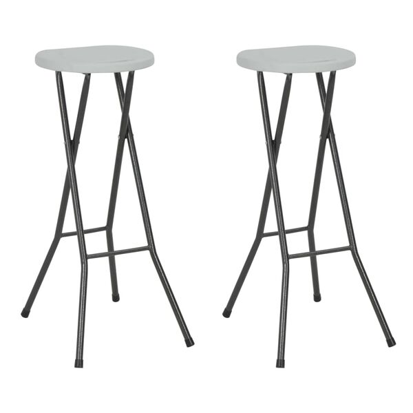 vidaXL Folding Bar Stools 2 pcs HDPE and Steel White