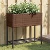vidaXL Garden Planters with Shelf 2 pcs Brown 70x28x70 cm Poly Rattan