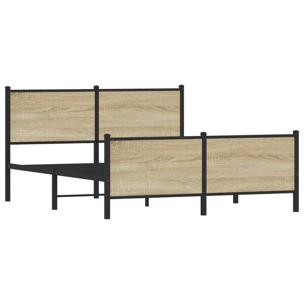 vidaXL Metal Bed Frame without Mattress Sonoma Oak 140x200 cm