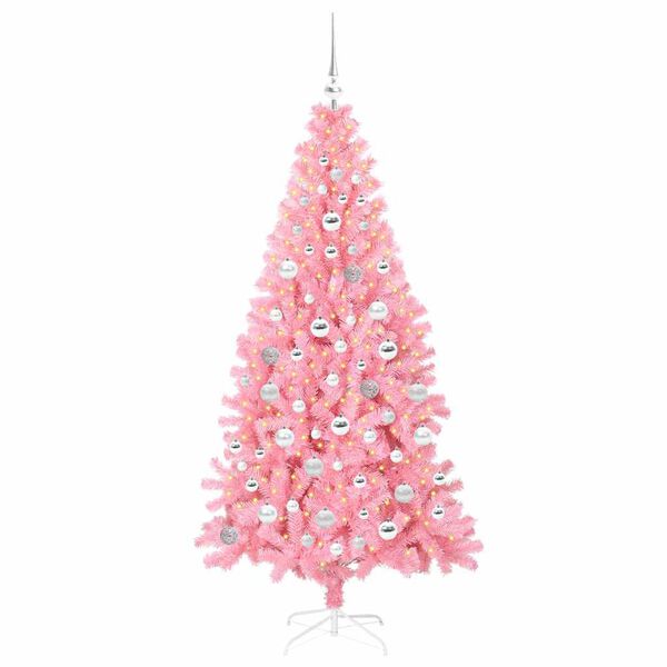 vidaXL Christmas Tree with 300 LEDs with Stand Pink 180 cm PVC