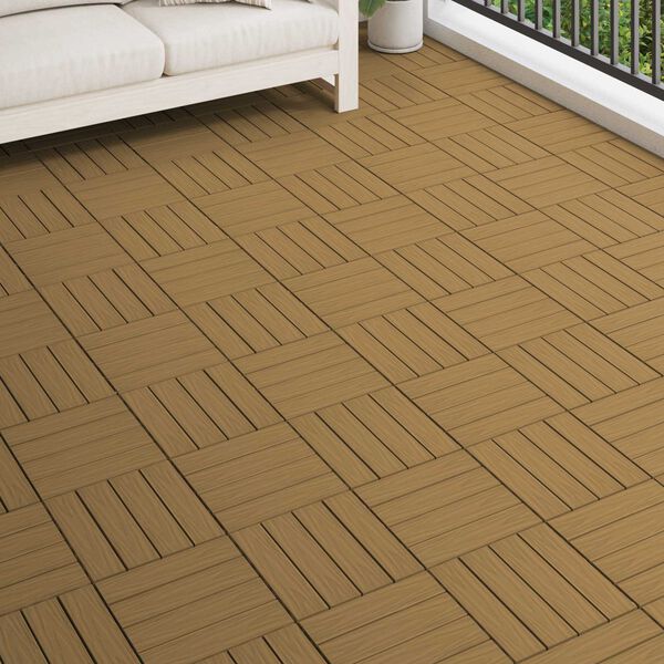 vidaXL Decking Tile 3D Design 11 pcs Teak 30 x 30 cm WPC