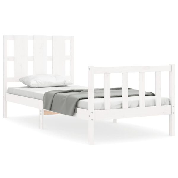 vidaXL Bed Frame without Mattress White Small Single Solid Wood Pine
