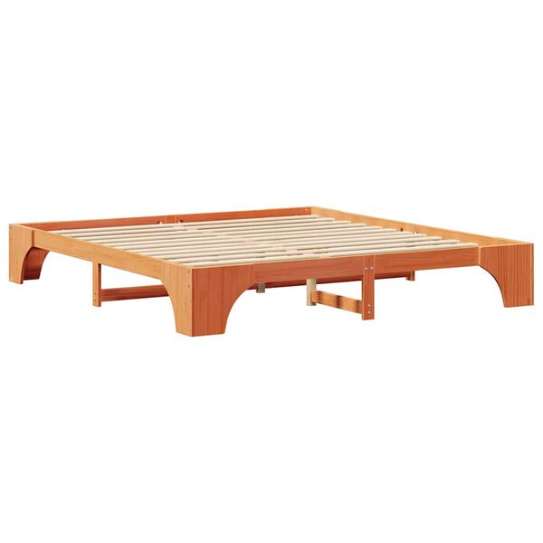 vidaXL Bed Frame Wax Brown 200 x 200 cm Solid Pine Wood
