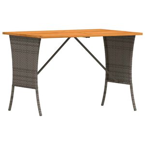 vidaXL Garden Table with Acacia Wood Top Grey 105x75x72 cm Poly Rattan