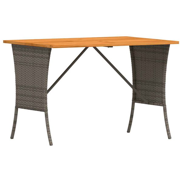 vidaXL Garden Table with Acacia Wood Top Grey 105x75x72 cm Poly Rattan