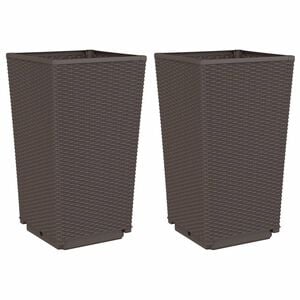 vidaXL Garden Planters 2 pcs Brown 32,5x32,5x57 cm PP