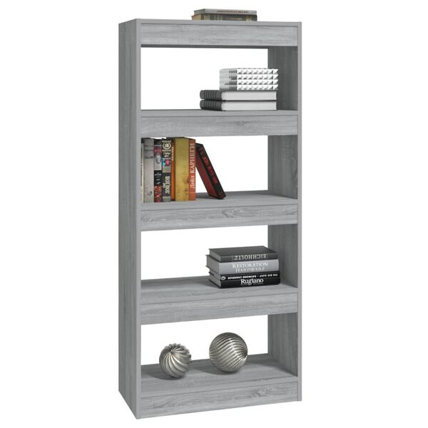 vidaXL Book Cabinet/Room Divider Grey Sonoma 60x30x135 cm Engineered Wood