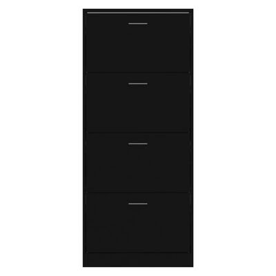 vidaXL Shoe Cabinet Black 63x24x147 cm Engineered Wood