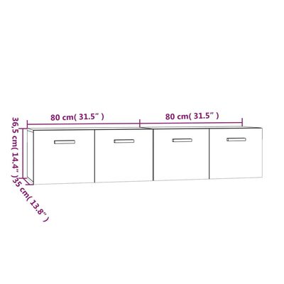 vidaXL Wall Cabinets 2 pcs Grey Sonoma 80x35x36.5 cm Engineered Wood