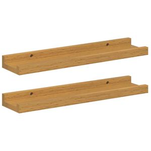 vidaXL Wall Shelf with Shelf 2 pcs Beige 40 x 9 x 3 cm Engineered Wood