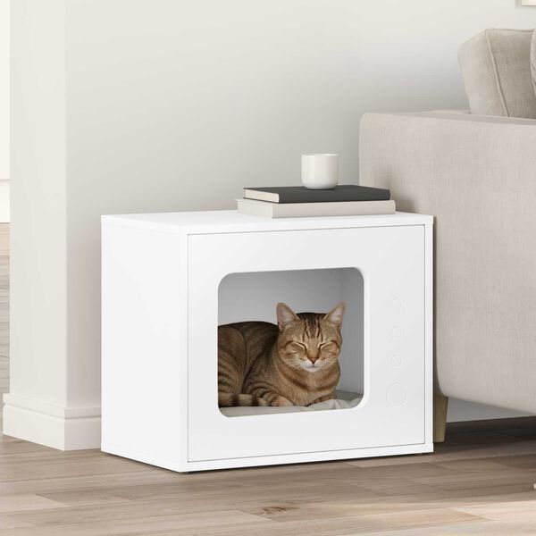 vidaXL Cat House White 51 x 30 x 42 cm Engineered Wood