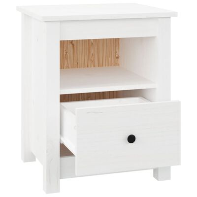 vidaXL Bedside Cabinet White 40x35x49 cm Solid Wood Pine