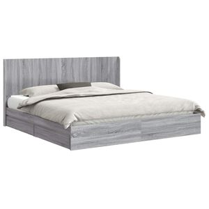 vidaXL Bed Frame with Storage and Headboard Grey Sonoma 200 x 200 cm