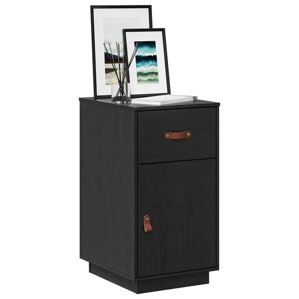 vidaXL Desk Cabinet Black 40x50x75 cm Solid Wood Pine